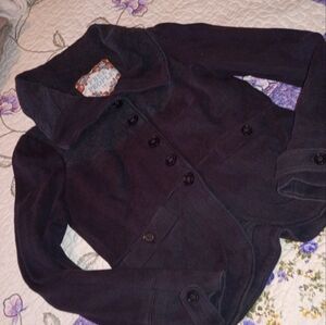 Free People Textured Floral Form Fitting Retro Light Jacket 12 L Structured